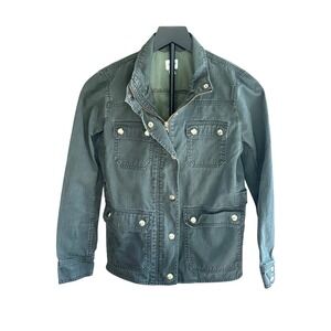 J. Crew Utility Jacket Grey/Green Women's SP Military Inspired Cargo Pockets